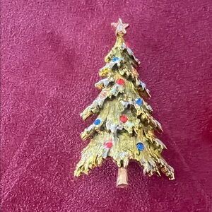 Gold Christmas Tree Brooch By Arthur pepper